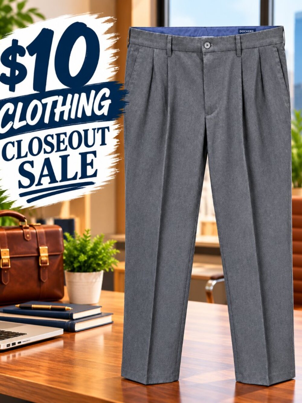 DOCKERS Comfort Waist Pleated Pants 40x30